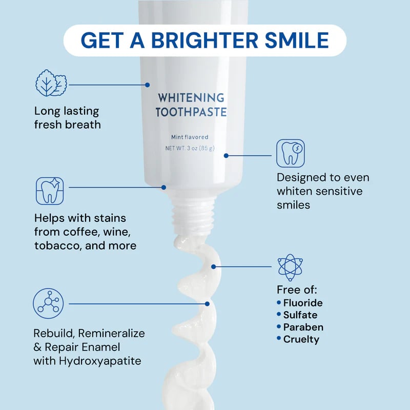 Fluoride-Free Hydroxyapatite Teeth Whitening Toothpaste with Coconut Oil & Xylitol âď¸