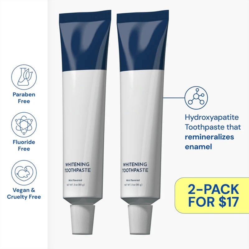 Fluoride-Free Hydroxyapatite Teeth Whitening Toothpaste with Coconut Oil & Xylitol âď¸