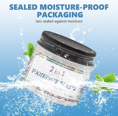 2-in-1 Toothpaste Tablets – Fresh Mint, Travel Jar (62 Ct)