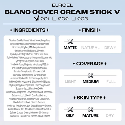 🔥LAST DAY 49% OFF - 🌟Cream Stick V White Korean Color-Changing Foundation Stick with Volufiline+ Free Brush