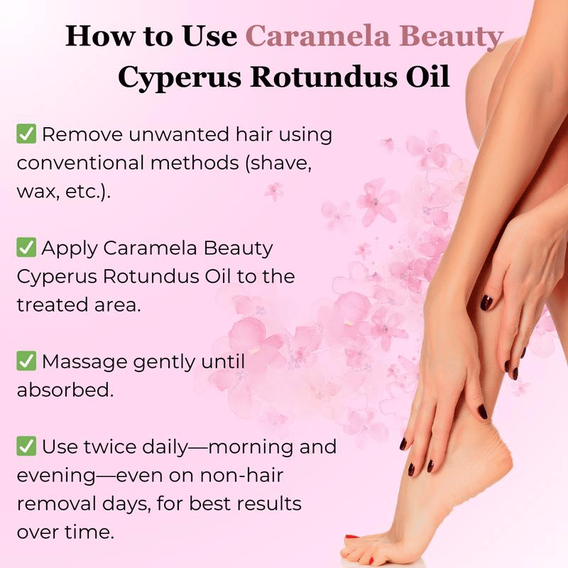✨ Caramela Beauty Cyperus Rotundus Oil for Natural Permanent Hair Reduction