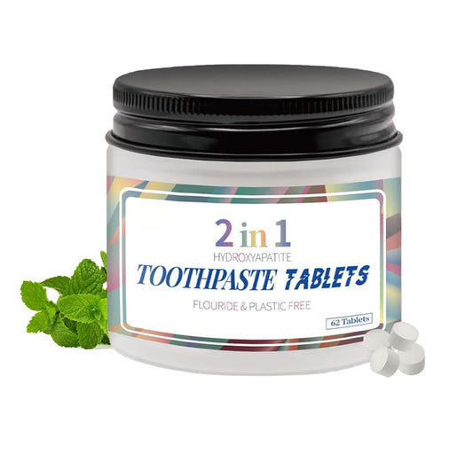 2-in-1 Toothpaste Tablets – Fresh Mint, Travel Jar (62 Ct)